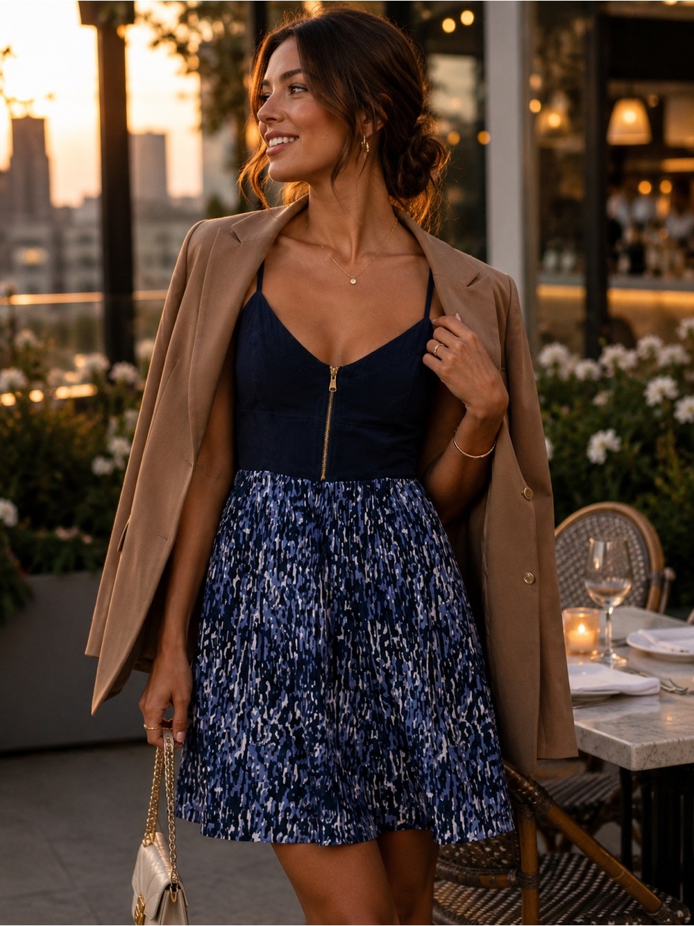 Moulinette Soeurs Anthropologie In The City Silk Dress Blue Size 4